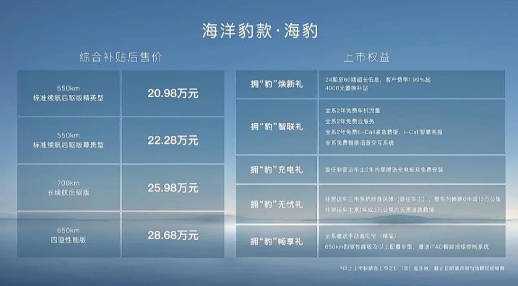 够底气死磕Model 3！比亚迪海豹上市，4款配置定价20.9828.68万元  -图2